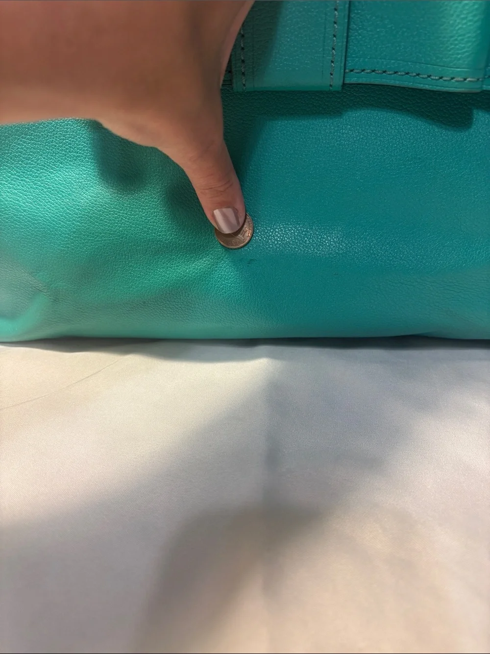 GUC Kate Spade Quinn Villabella Avenue Teal Green Leather Bow Satchel Tote Bag